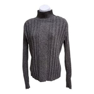 DKNY Womens Long Puff Sleeve Turtleneck Sweater L